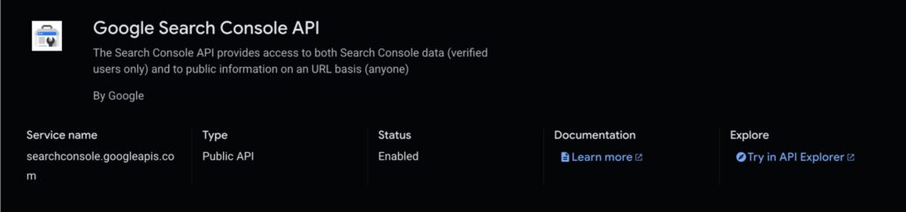 צילום מסך google cloud וapi של גוגל סרצ׳ קונסול מחובר לai