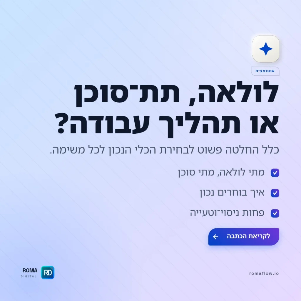 לולאה, תת-סוכן או תהליך עבודה — כלל ההחלטה
