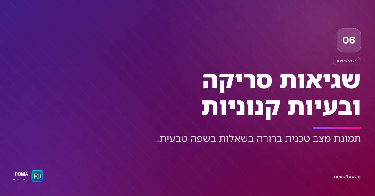 מעקב אינדוקס ותקלות